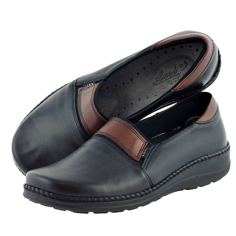 Жіночі шкіряні туфлі на низьких підборах, чорні Аксель