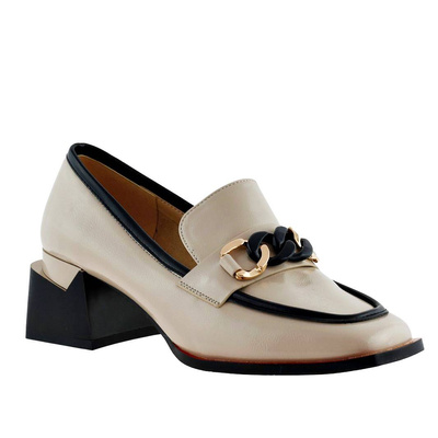 Бежеві жіночі туфлі на стійкому каблуці S.Barski 