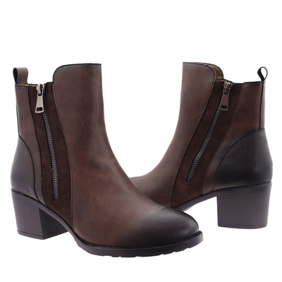 Коричневі ботильйони з декоративною блок-блискавкою 