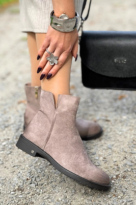 Khaki botki zamszowe na zamek