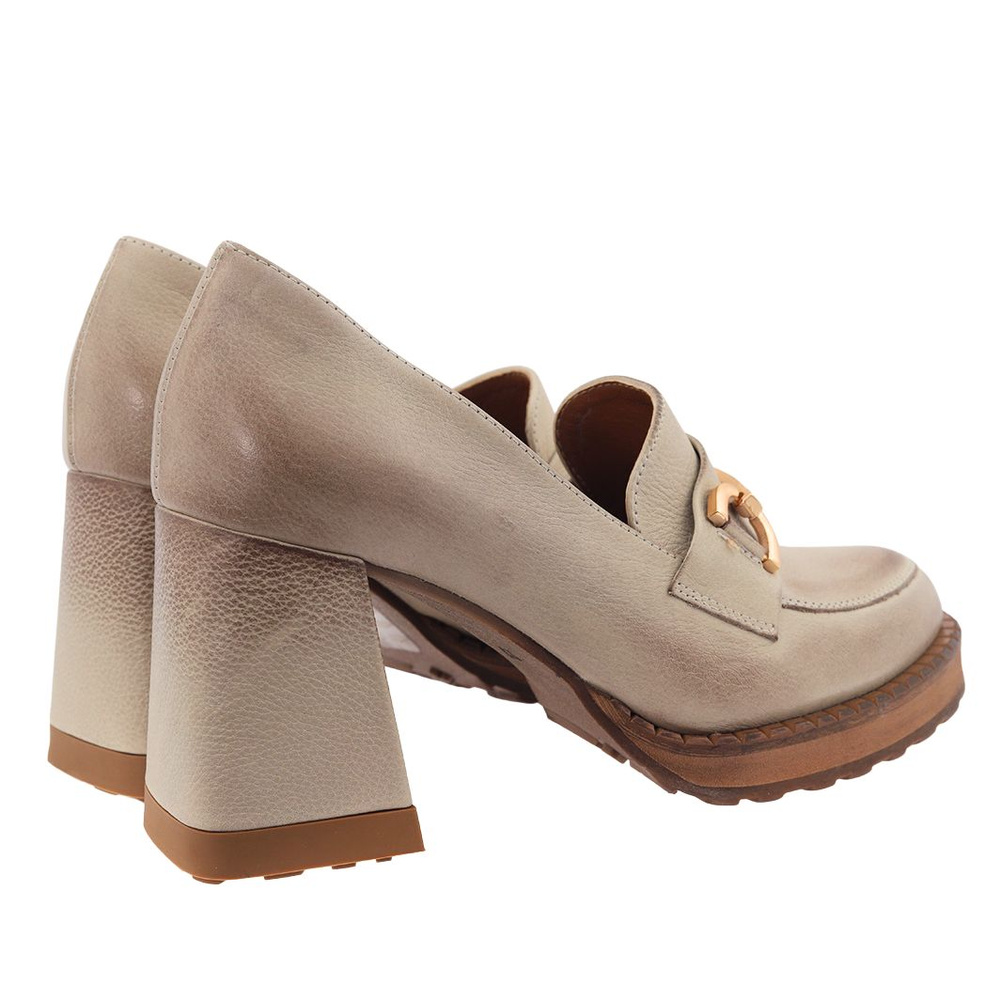 Бежеві шкіряні туфлі на високому каблуці Exquisite