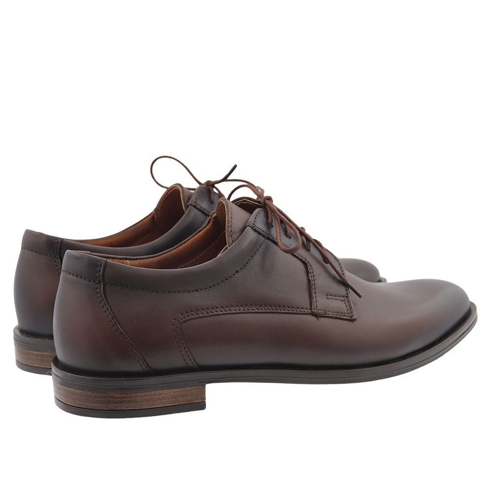 Черевики парадні шкіряні, коричневі, на шнурівці Лідер