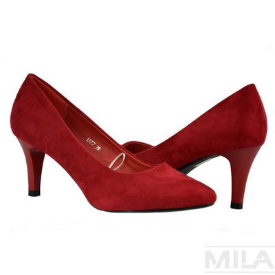 Замшеві туфлі на високих підборах Sergio Leone - темно-червоні 1377