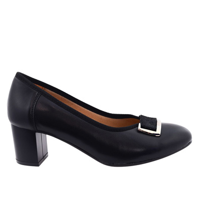 Човники шкіряні з пряжкою на колодці, чорні Галант