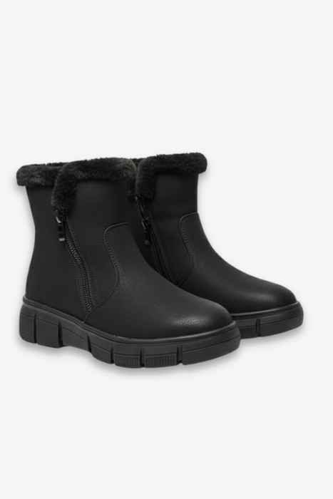 Botki damskie z ozdobnym zamkiem płaskie czarne