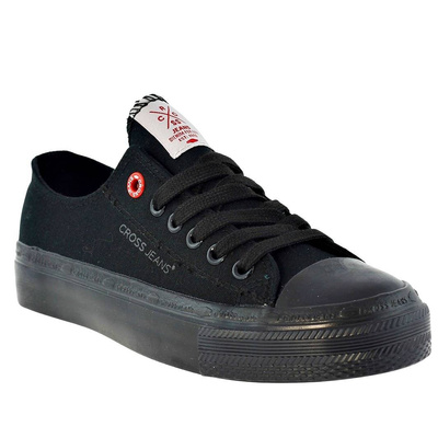 Modne niskie trampki czarne sznurowane Cross Jeans