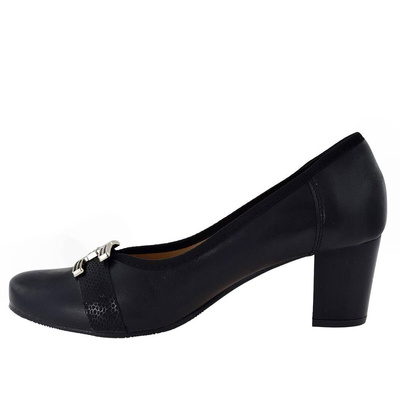 Чорні човники на високих підборах з декоративною пряжкою Galant