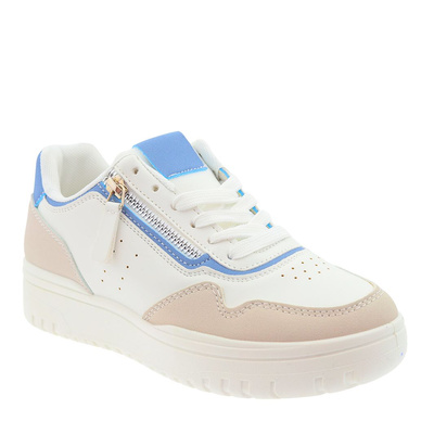 Biało niebieskie buty sportowe damskie z zamkiem