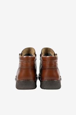 Trzewiki męskie skórzan ocieplane na zamek brązowe