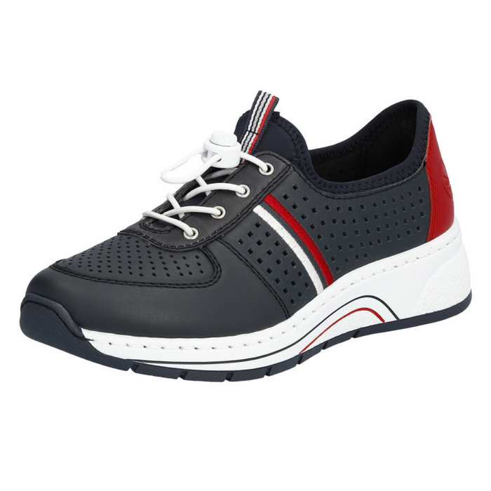 Жіночі спортивні шкіряні туфлі, темно-сині, Rieker