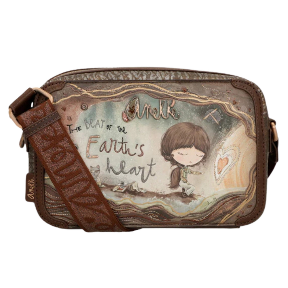 Mała pojemna listonoszka na zamek z szerokim paskiem Anekke Corre