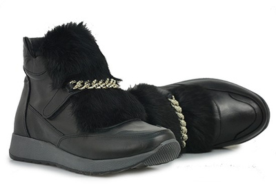 Sneakersy VENEZIA czarne ze sztucznym futerkiem 064792019K
