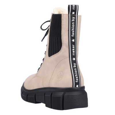 Чоботи жіночі бежеві високі, утеплені, на шнурівці, на блискавці