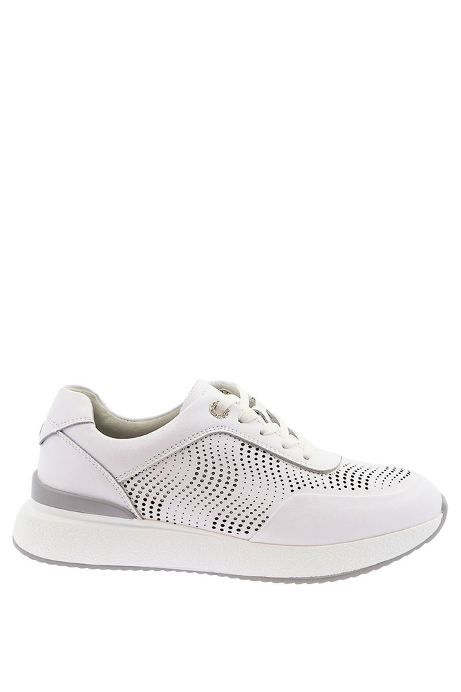 Sneakersy białe skórzane perforowane na platformie