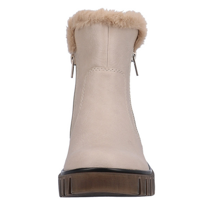 Теплі зимові чоботи Rieker на блискавці, плоскі, бежеві