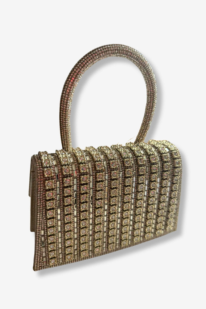 Kopertówka wizytowa z cyrkoniami na łańcuszku złota