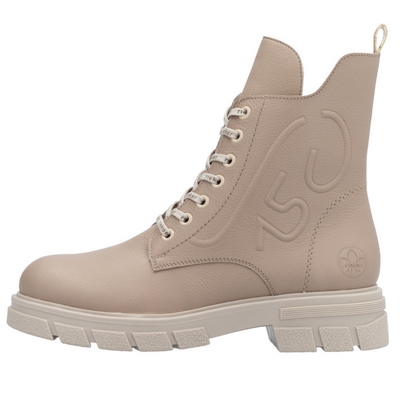 Чоботи шкіряні бежеві, утеплені овчиною, на шнурівці на блискавці