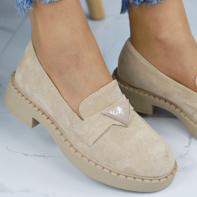 Жіночі бежеві замшеві мокасини Potocki