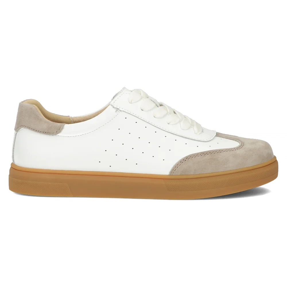 Skórzane półbuty biało beżowe na platformie Filippo