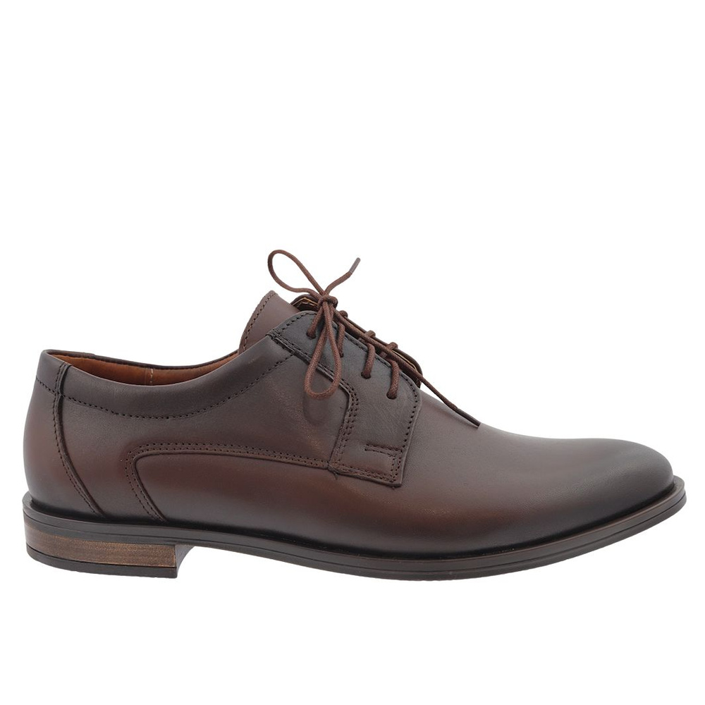 Черевики парадні шкіряні, коричневі, на шнурівці Лідер