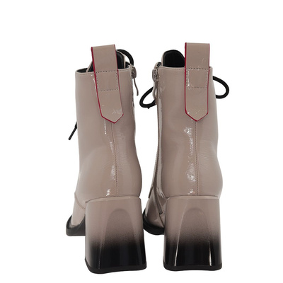 Botki lakierowane wysokie na obcasie szare S. Barski