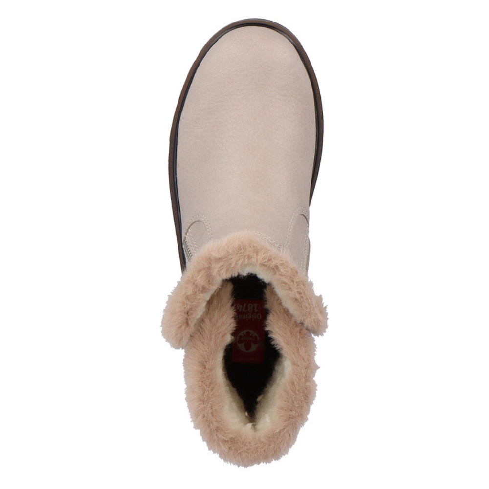 Теплі зимові чоботи Rieker на блискавці, плоскі, бежеві