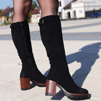 Kozaki zamszowe czarne na słupku Vinceza