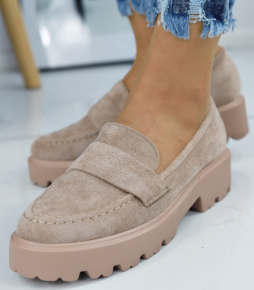 Модні бежеві мокасини з екошкіри Vinceza suede