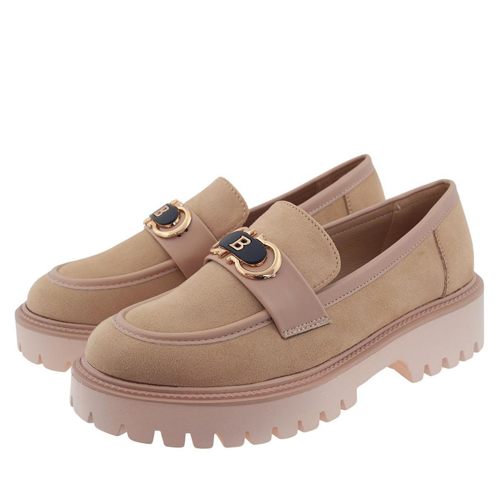 Бежеві замшеві мокасини на платформі Potocki