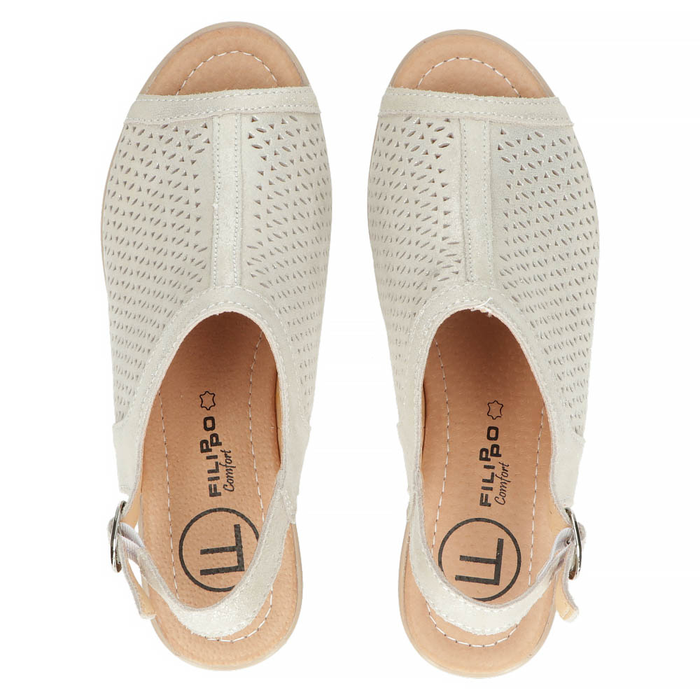 Золоті ажурні босоніжки Filippo на колодці