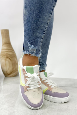 Kolorowe sneakersy damskie sznurowane