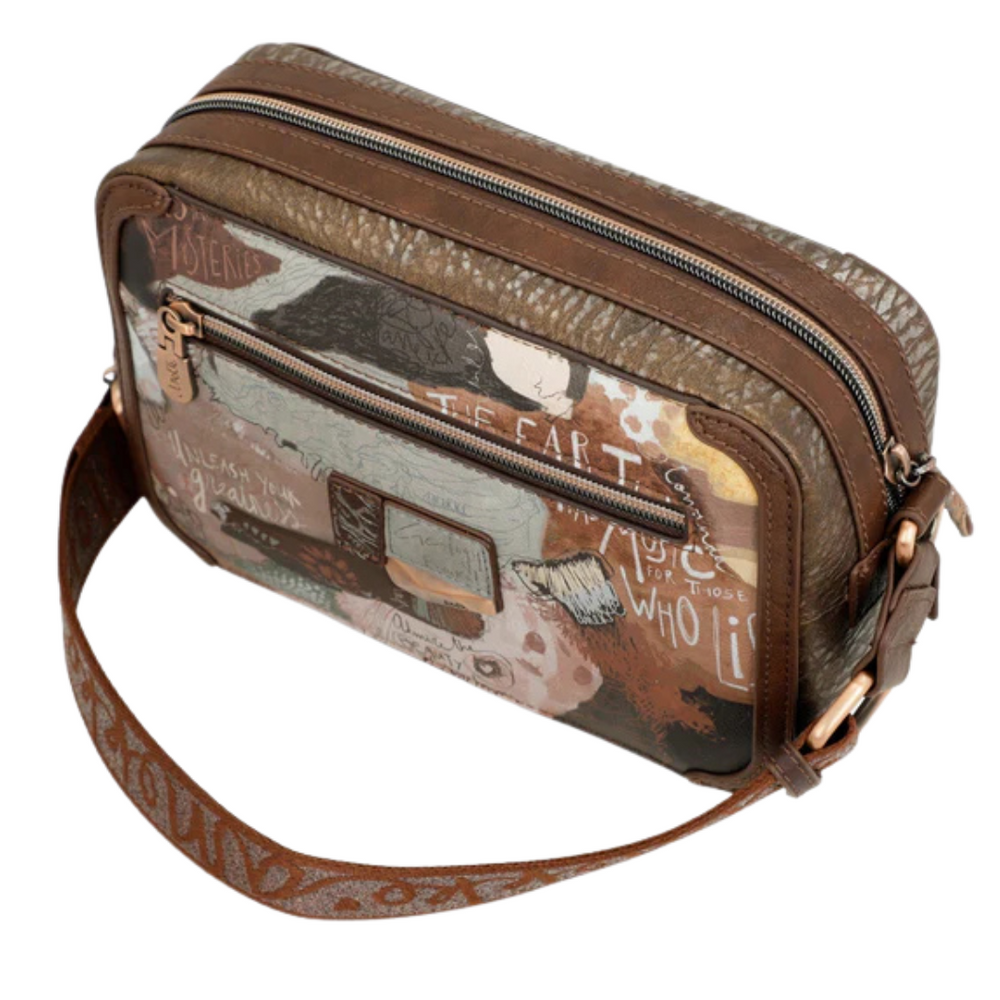 Mała pojemna listonoszka na zamek z szerokim paskiem Anekke Corre