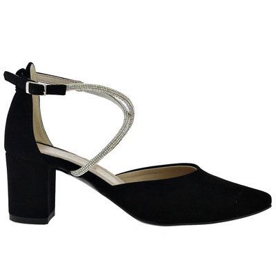 Zamszowe czółenka na stabilnym obcasie ZanZara