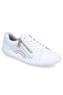 Półbuty sportowe skórzane ażurowe białe płaskie Rieker