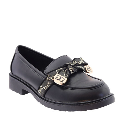 Жіночі чорні мокасини з декоративним бантом