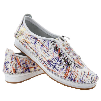 Modne półbuty damskie skórzane z kolorową cholewką Artiker 