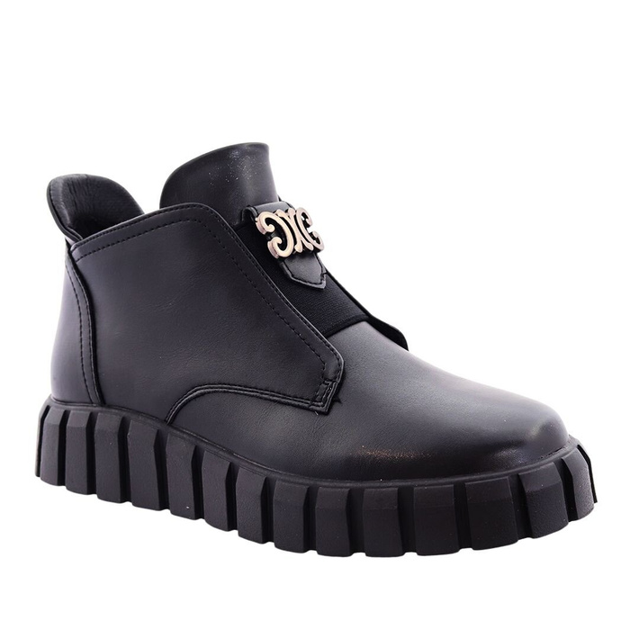 Czarne botki damskie na platformie na zamek