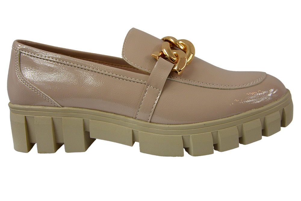 Бежеві лаковані мокасини Sergio Leone MK751