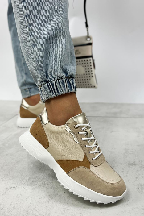 Sneakersy beżowo-brązowe Darex