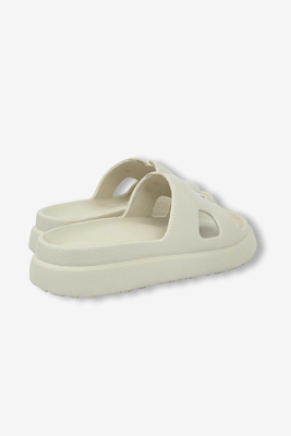 Beżowe damskie klapki gumowe z płaską antypoślizgową podeszwą