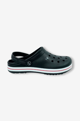 Crocsy męskie czarne z tworzywa z płaską podeszwą