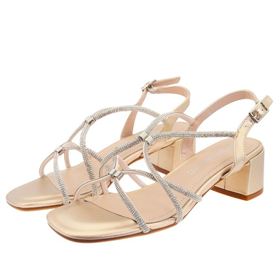 Złote sandały na paseczkach z cyrkonii Sergio Leone