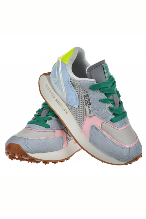 Sneakersy zamszowe z siateczką niebieskie na platformie Big Star