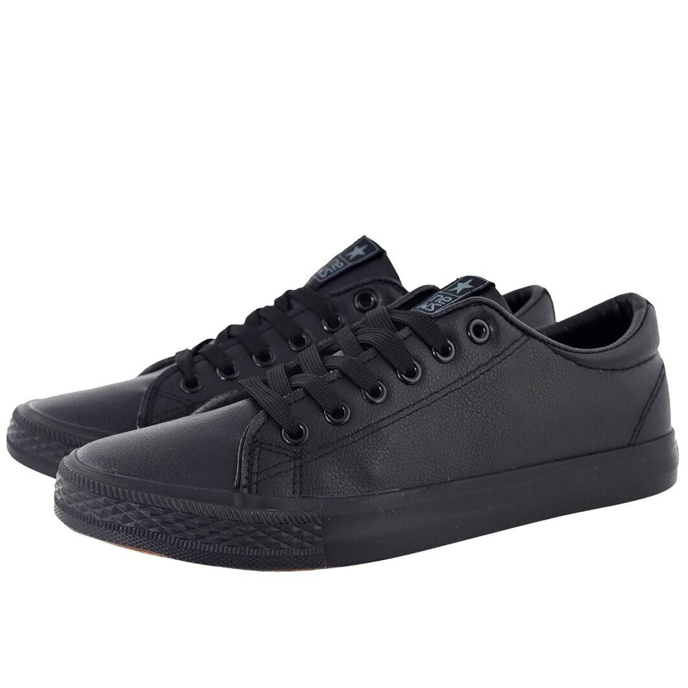 Czarne trampki męskie ze skóry ekologicznej News