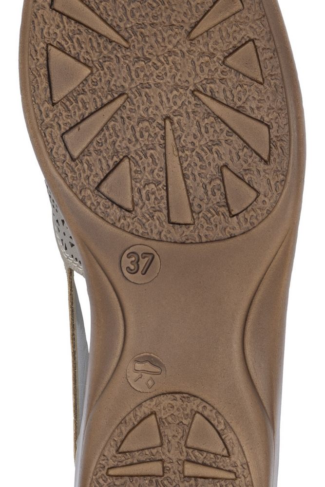 Półbuty damskie ażurowe wsuwane w platynowym kolorze