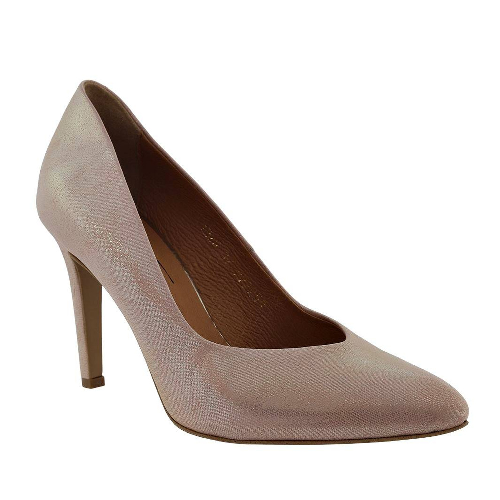 Жіночі шкіряні туфлі на підборах пудрового кольору Clasicco