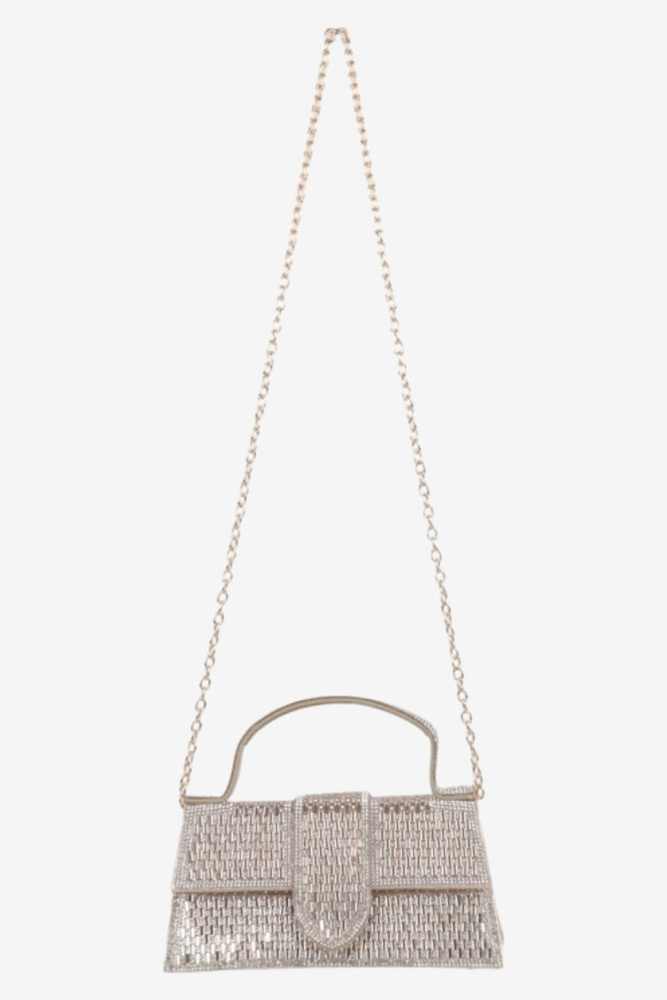 Damska torebka z cyrkoniami złota na zatrzask