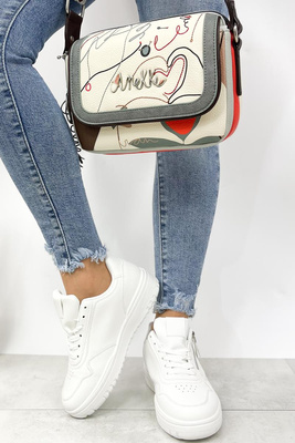 Buty sportowe damskie białe sznurowane na platformie