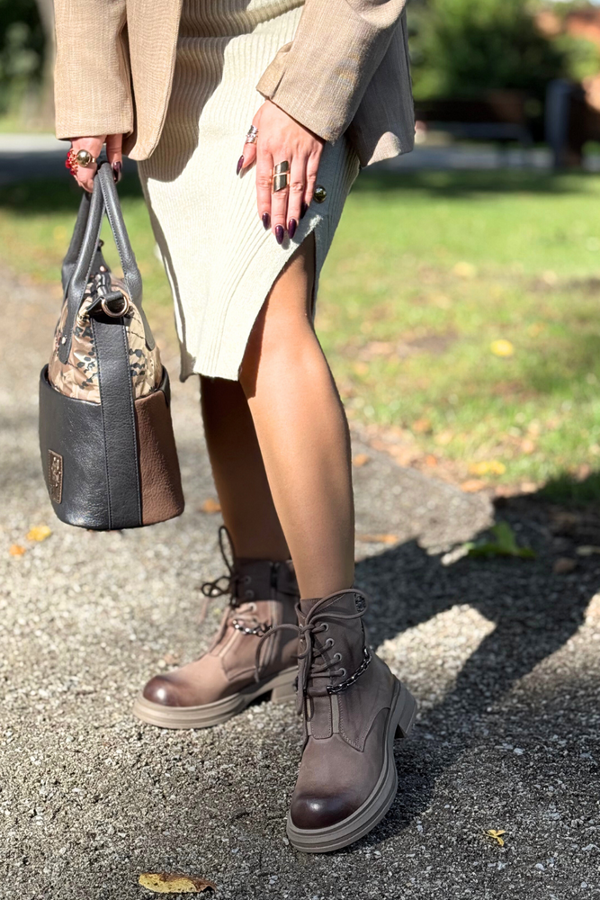 Skórzane trapery brązowe ocieplane praktyczne i wygodne