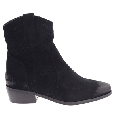 Замшеві утеплені ковбойські чоботи на чорних шпильках